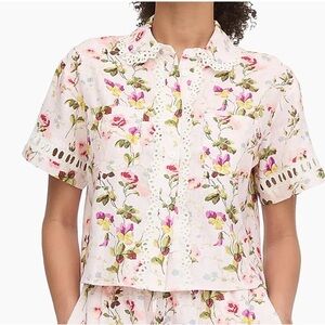 Hill House Home Annette top pink floral NWT Coquette M linen blend